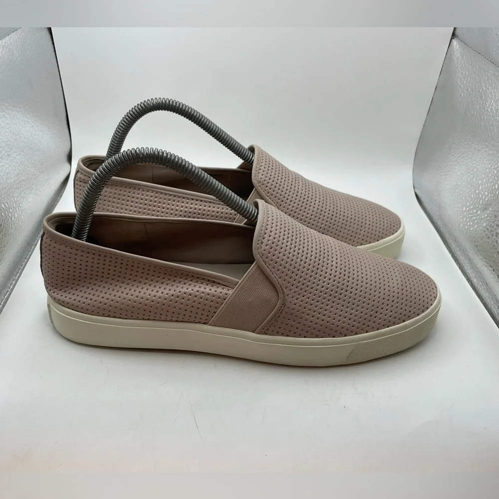 Vince pink leather perforated loafers size 8
